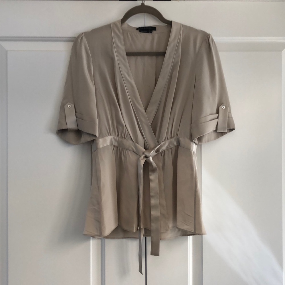 BCBGMaxAzaria 100% silk wrap top